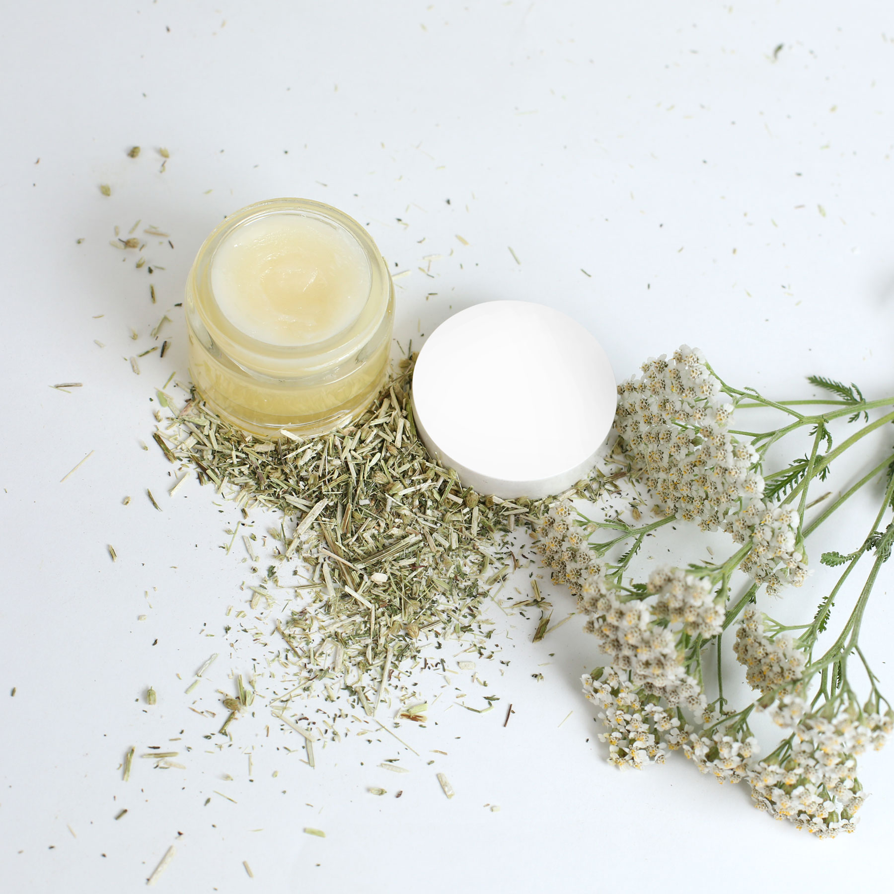 Tigel mit Schafgarben Salbe Tigel mit Schafgarben Salbe